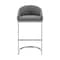 Armen Living Atherik Bar Stool in Brushed Stainless Steel with Gray Faux Leather 840254335806 - alternate 3
